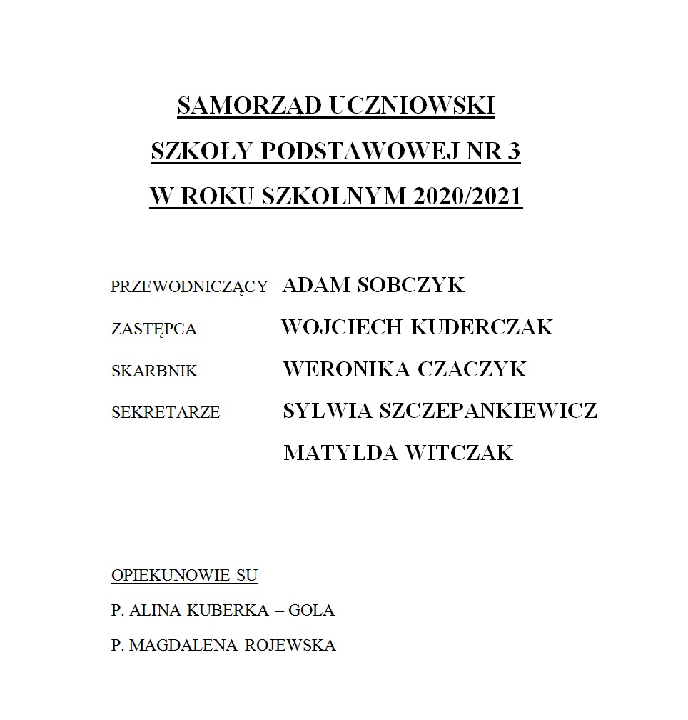 Wyniki wyborw do Samorzdu uczniowskiego na rok szkolny 2020/2021