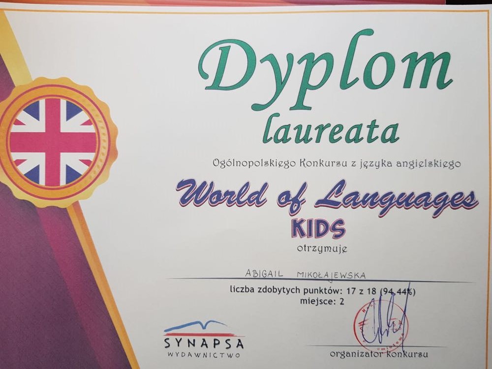 Wyniki konkursu z jzyka angielskiego World of Languages Kids 2021